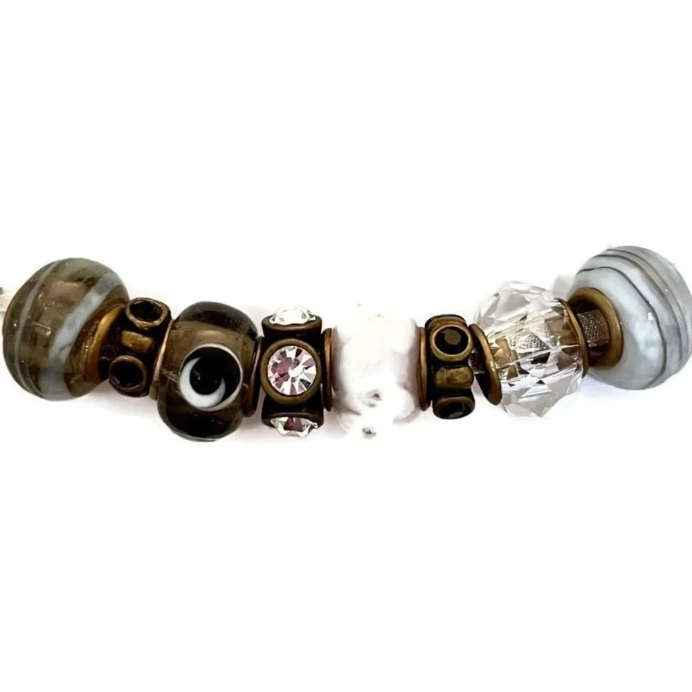 As Low as $2! Crystal Bronzed Big Hole Metal Lined Beads Charms Mix & Mingle (8) - Picture 1 of 3